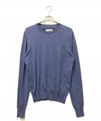 Maison Margielaメゾンマルジェラ）の古着「スウェードエルボーパッチハイゲージコットンウールニット」｜ブルー