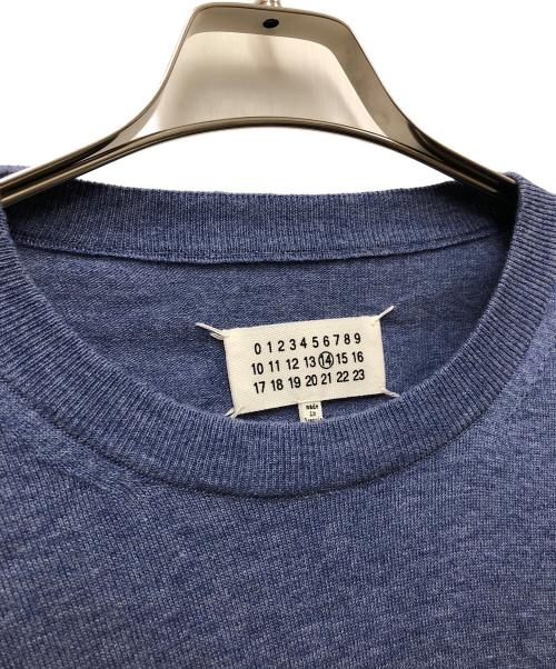 Maison Margiela（メゾンマルジェラ）Maison Margiela (メゾンマルジェラ) スウェードエルボーパッチハイゲージコットンウールニット ブルー サイズ:Mの古着・服飾アイテム