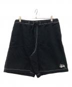 stussyステューシー）の古着「ハーフパンツ」｜ブラック