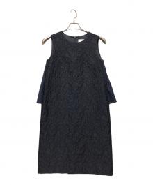 troisiemechaco（トロワズィエムチャコ）の古着「ジャガードノースリーブワンピース」｜ネイビー