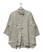 confectコンフェクト）の古着「インド刺繍リネン 7分袖シャツ」｜グレー