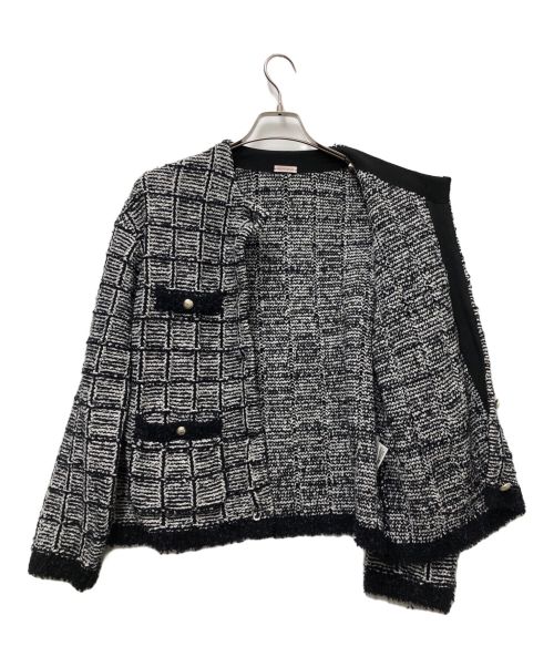 DRESSTERIOR（ドレステリア）DRESSTERIOR (ドレステリア) ニットツイードカーディガン ブラック×ホワイト サイズ:36の古着・服飾アイテム