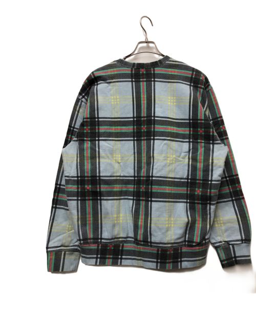 SUPREME（シュプリーム）Supreme (シュプリーム) Plaid crewneck ライトブルー×ブラック サイズ:Mの古着・服飾アイテム