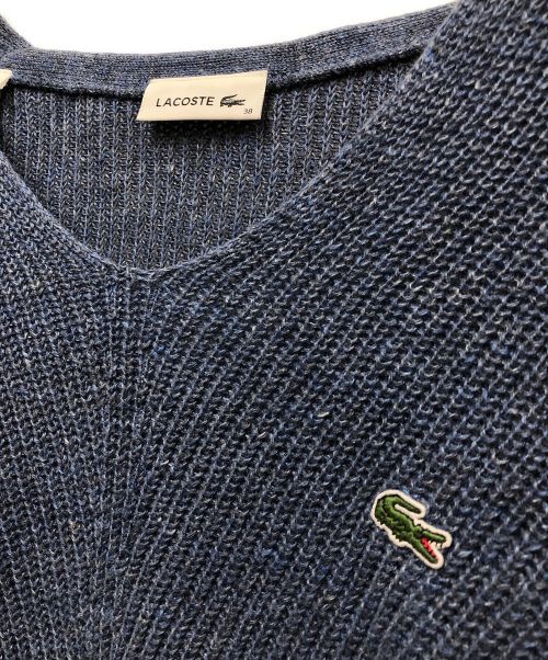 LACOSTE（ラコステ）LACOSTE (ラコステ) リネンコットンVネックニットセーター ブルー サイズ:38の古着・服飾アイテム