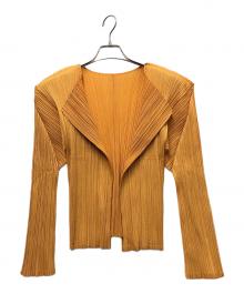 PLEATS PLEASE（プリーツプリーズ）の古着「プリーツカーディガン」｜マスタード