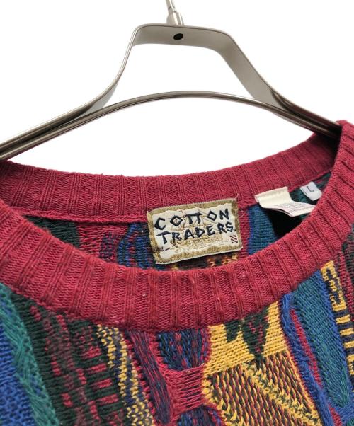 COTTON TRADERS（コットン トレーダーズ）COTTON TRADERS (コットン トレーダーズ) 3Dニット レッド×ブルー サイズ:Lの古着・服飾アイテム