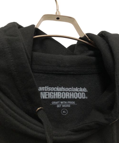 NEIGHBORHOOD（ネイバーフッド）NEIGHBORHOOD (ネイバーフッド) ANTI SOCIAL SOCIAL CLUB (アンチソーシャルソーシャルクラブ) プルオーバーパーカー ブラック サイズ:XLの古着・服飾アイテム