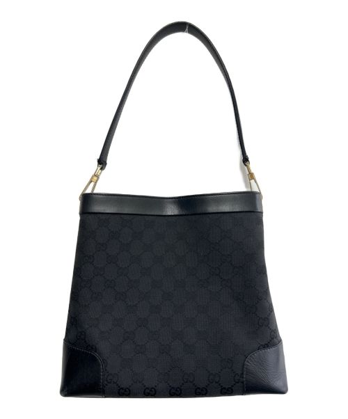GUCCI（グッチ）GUCCI (グッチ) キャンバスショルダーバッグ ブラックの古着・服飾アイテム
