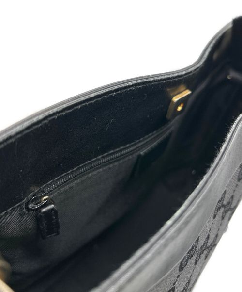 GUCCI（グッチ）GUCCI (グッチ) キャンバスショルダーバッグ ブラックの古着・服飾アイテム