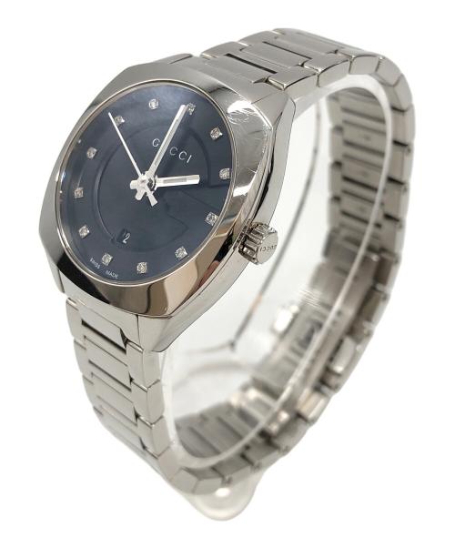 GUCCI（グッチ）GUCCI (グッチ) スクエアフェイスミドルウォッチ シルバー×ブラックの古着・服飾アイテム