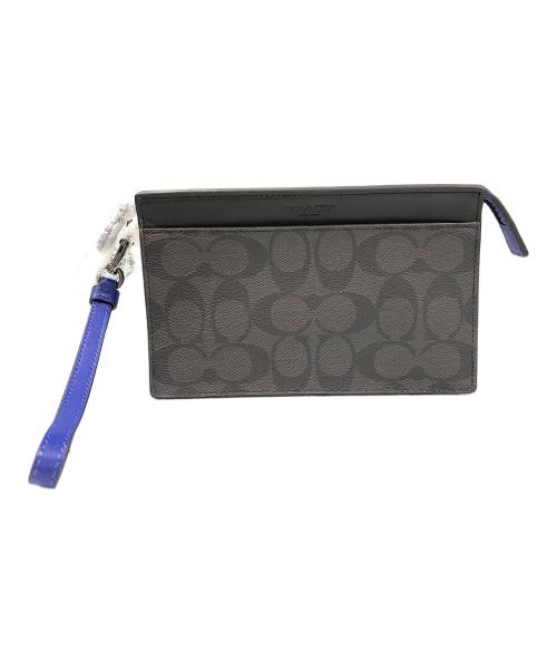 COACH（コーチ）COACH (コーチ) シグネチャーポーチ ブラック×ブルーの古着・服飾アイテム