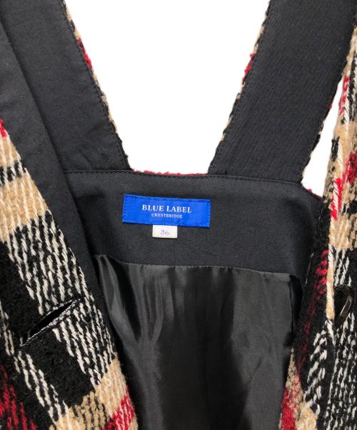 BLUE LABEL CRESTBRIDGE（ブルーレーベルクレストブリッジ）BLUE LABEL CRESTBRIDGE (ブルーレーベルクレストブリッジ) ジャンパースカート ブラック×ベージュ サイズ:36の古着・服飾アイテム