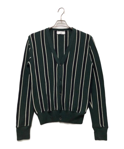 AMI Alexandre Mattiussi（アミアレクサンドルマテュッシ）AMI Alexandre Mattiussi (アミ アレクサンドル マテュッシ) ストライプカーディガン グリーン×ブラック サイズ: 不明の古着・服飾アイテム
