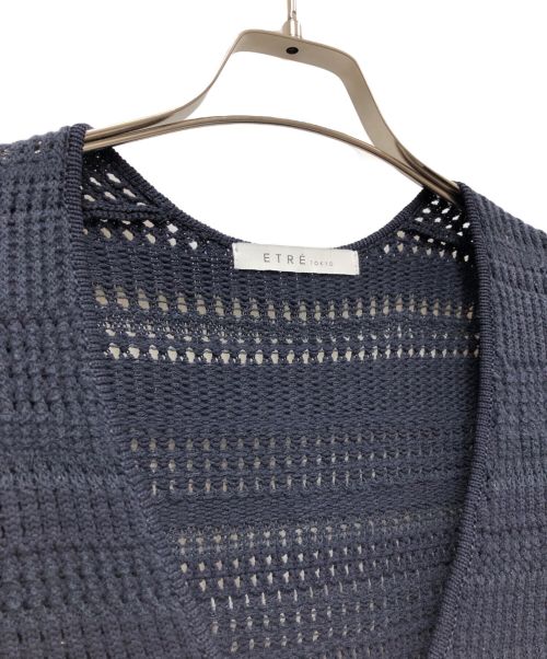 ETRE TOKYO（エトレトウキョウ）ETRE TOKYO (エトレトウキョウ) メッシュボーダーニットワンピース ネイビー サイズ:FREEの古着・服飾アイテム