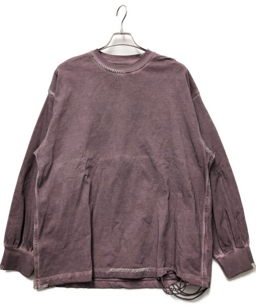 MAISON SPECIAL（メゾンスペシャル）MAISON SPECIAL (メゾンスペシャル) Embroidery Damage Over-Dye Crew Neck Long-Sleeve T-Shirts パープルの古着・服飾アイテム