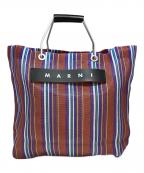 MARNIマルニ）の古着「マーケットストライプバッグ」｜ブラウン×ブルー