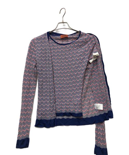 missoni（ミッソーニ）missoni (ミッソーニ) アンサンブル ネイビー×レッド サイズ:FREEの古着・服飾アイテム