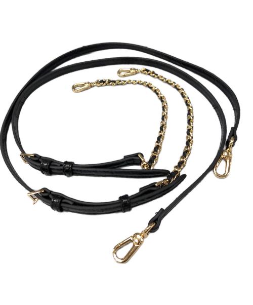 CHARLES & KEITH（チャールズアンドキース）CHARLES & KEITH (チャールズ＆キース) ドゥオ ブレードチェーンハンドルホーボーバッグ ブラック×ゴールドの古着・服飾アイテム