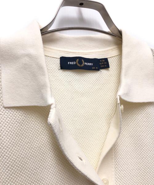 FRED PERRY（フレッドペリー）FRED PERRY (フレッドペリー) フレンチスリーブニットポロポロシャツ アイボリー サイズ:UK10の古着・服飾アイテム