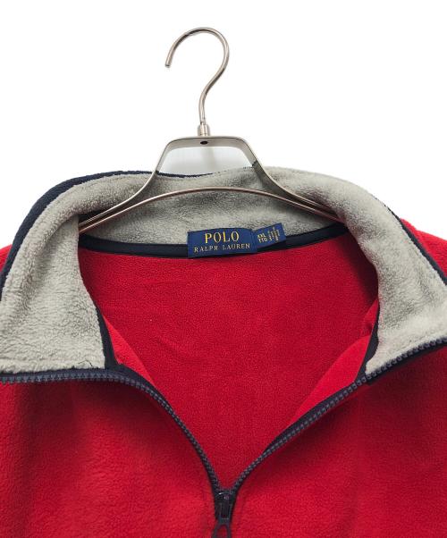 POLO RALPH LAUREN（ポロ・ラルフローレン）POLO RALPH LAUREN (ポロ・ラルフローレン) ハーフジップスウェット レッド×ネイビー サイズ:XXLの古着・服飾アイテム