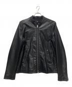 HAREハレ）の古着「ラムレザーシングルライダースジャケット」｜ブラック