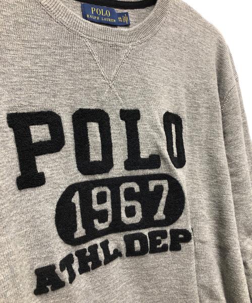 POLO RALPH LAUREN（ポロ・ラルフローレン）POLO RALPH LAUREN (ポロ・ラルフローレン) クルーネックニット グレー×ブラック サイズ:XXLの古着・服飾アイテム