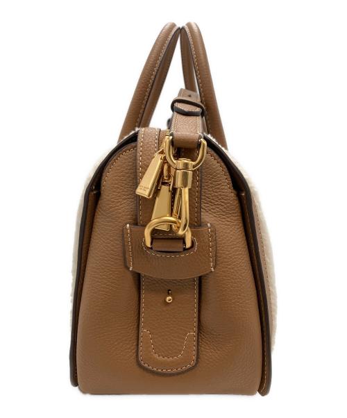 Kate Spade（ケイトスペード）Kate Spade (ケイトスペード) グラマシーシアリングミディアムサッチェル アイボリー×ブラウンの古着・服飾アイテム