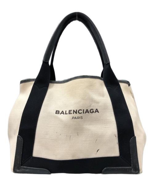 BALENCIAGA（バレンシアガ）BALENCIAGA (バレンシアガ) ネイビーカバスSトート アイボリー×ブラックの古着・服飾アイテム