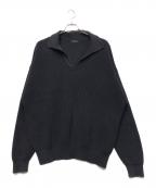 GALERIE VIEギャルリーヴィー）の古着「コットンオープンカラープルオーバーニット」｜ブラック