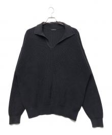 GALERIE VIE（ギャルリーヴィー）の古着「コットンオープンカラープルオーバーニット」｜ブラック