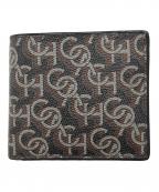 COACHコーチ）の古着「シグネチャーモノグラムプリント　2つ折り財布」｜ブラック×ブラウン