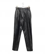 LUNA MATTINOルナマティーノ）の古着「センタープレスレザーパンツ」｜ブラック