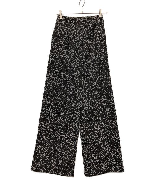MAISON SPECIAL（メゾンスペシャル）MAISON SPECIAL (メゾンスペシャル) エンブロイダリーイージーワイドパンツ ブラック×ホワイト サイズ:Mの古着・服飾アイテム