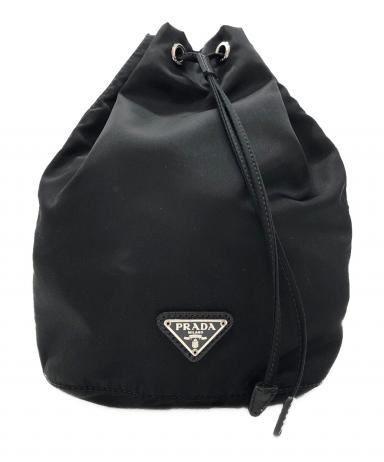 中古・古着通販】PRADA (プラダ) ナイロン巾着ポーチ ブラック