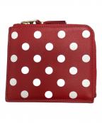 COMME des GARCONSコムデギャルソン）の古着「ラウンドファスナー財布　ドット柄」｜レッド