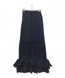 ADAWAS（アダワス）の古着「フリンジメッシュスカート」｜ネイビー
