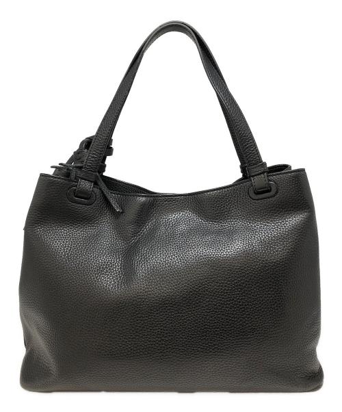 TORY BURCH（トリーバーチ）TORY BURCH (トリーバーチ) レザートートバッグ ブラックの古着・服飾アイテム