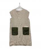 BEARDSLEYビアズリー）の古着「リネンパッチポケットワンピース」｜グレー