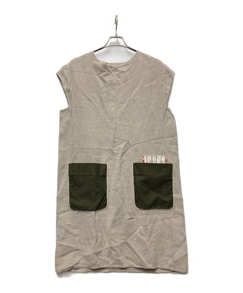BEARDSLEY（ビアズリー）BEARDSLEY (ビアズリー) リネンパッチポケットワンピース グレー サイズ:FREEの古着・服飾アイテム