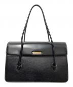 Burberry'sバーバリー）の古着「ロゴプレートハンドバッグ　内側ノバチェック」｜ブラック