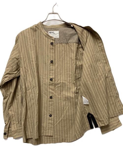 MHL（エムエイチエル）MHL (エムエイチエル) バンドカラーシャツ ベージュ サイズ:Lの古着・服飾アイテム