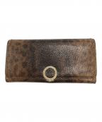 BVLGARIブルガリ）の古着「メタリックパイソン　長財布」｜ブラウン