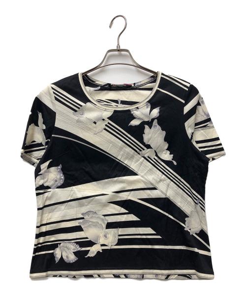 LEONARD（レオナール）LEONARD (レオナール) 半袖カットソー ブラック×ホワイト サイズ:XLの古着・服飾アイテム