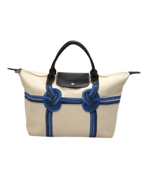 LONGCHAMP（ロンシャン）LONGCHAMP (ロンシャン) ロープ ルプリアージュ アイボリー×ブルーの古着・服飾アイテム
