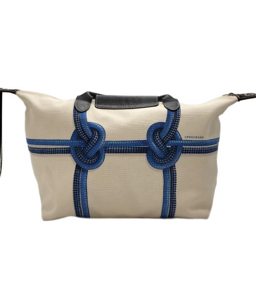 LONGCHAMP（ロンシャン）LONGCHAMP (ロンシャン) ロープ ルプリアージュ アイボリー×ブルーの古着・服飾アイテム