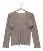 PLEATS PLEASEプリーツプリーズ）の古着「ラウンドネックプリーツカットソー」｜ベージュ