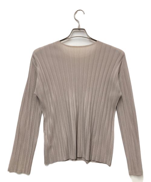 PLEATS PLEASE（プリーツプリーズ）PLEATS PLEASE (プリーツプリーズ) ラウンドネックプリーツカットソー ベージュ サイズ:3の古着・服飾アイテム
