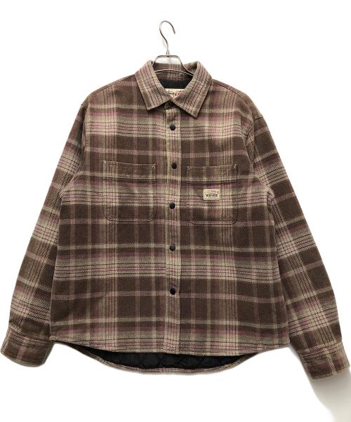 stussy（ステューシー）stussy (ステューシー) Heavy Washed Plaid Shirt ブラウン サイズ:Mの古着・服飾アイテム