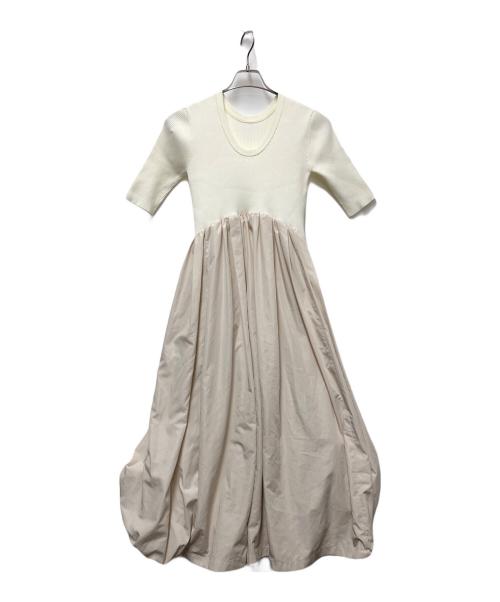 emmi atelier（エミアトリエ）emmi atelier (エミアトリエ) ニットドッキングタフタワンピース アイボリー サイズ:Sの古着・服飾アイテム
