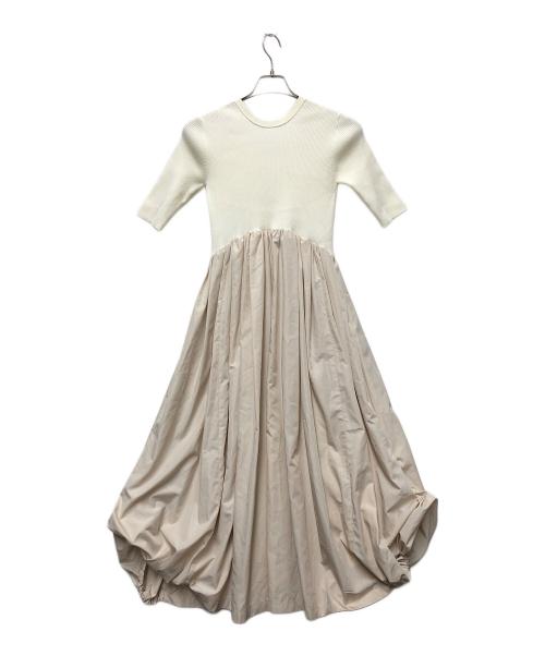 emmi atelier（エミアトリエ）emmi atelier (エミアトリエ) ニットドッキングタフタワンピース アイボリー サイズ:Sの古着・服飾アイテム